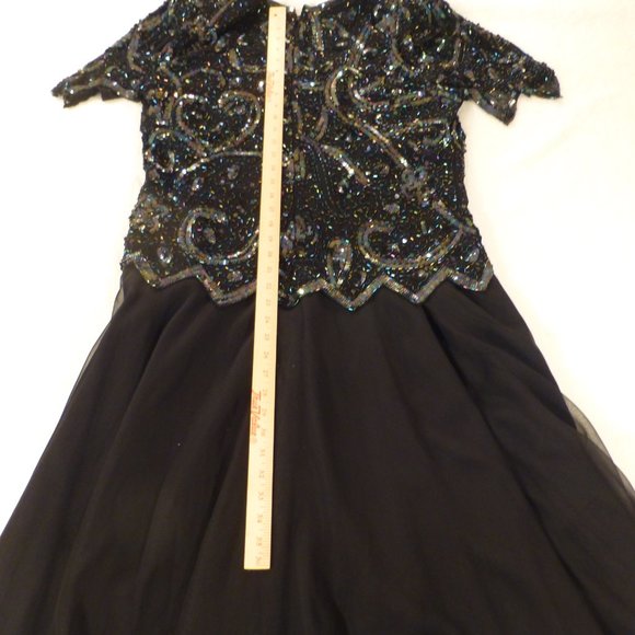 LAWRENCE KAGAR BLACK LINED SEQUIN GOWN Size 1X Silk lining HOLIDAY DRESSING $160 - Picture 13 of 13
